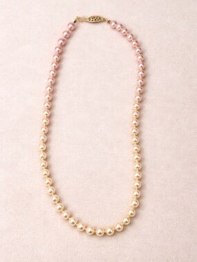 Vintage | Pink | Ombré | Pearl Necklace | 12K Gold Filled Clasp